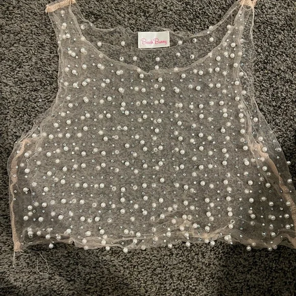 Beach Bunny Glitzy Girl Pearl Mesh Top & Skirt Set - Picture 10 of 10